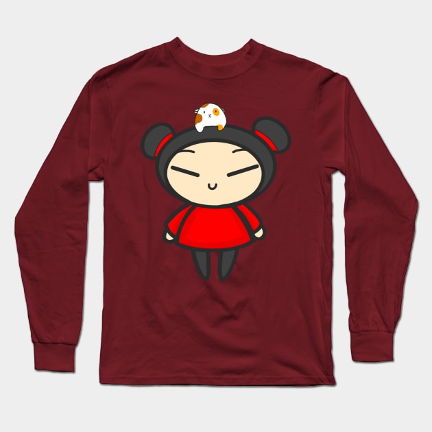 Pucca with a Guinea Pig Long Sleeve T-Shirt by aishiiart